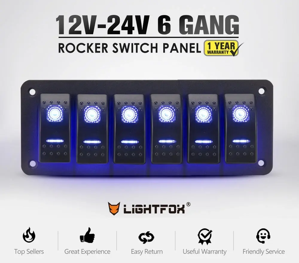 6 Gang Rocker Switch Panel