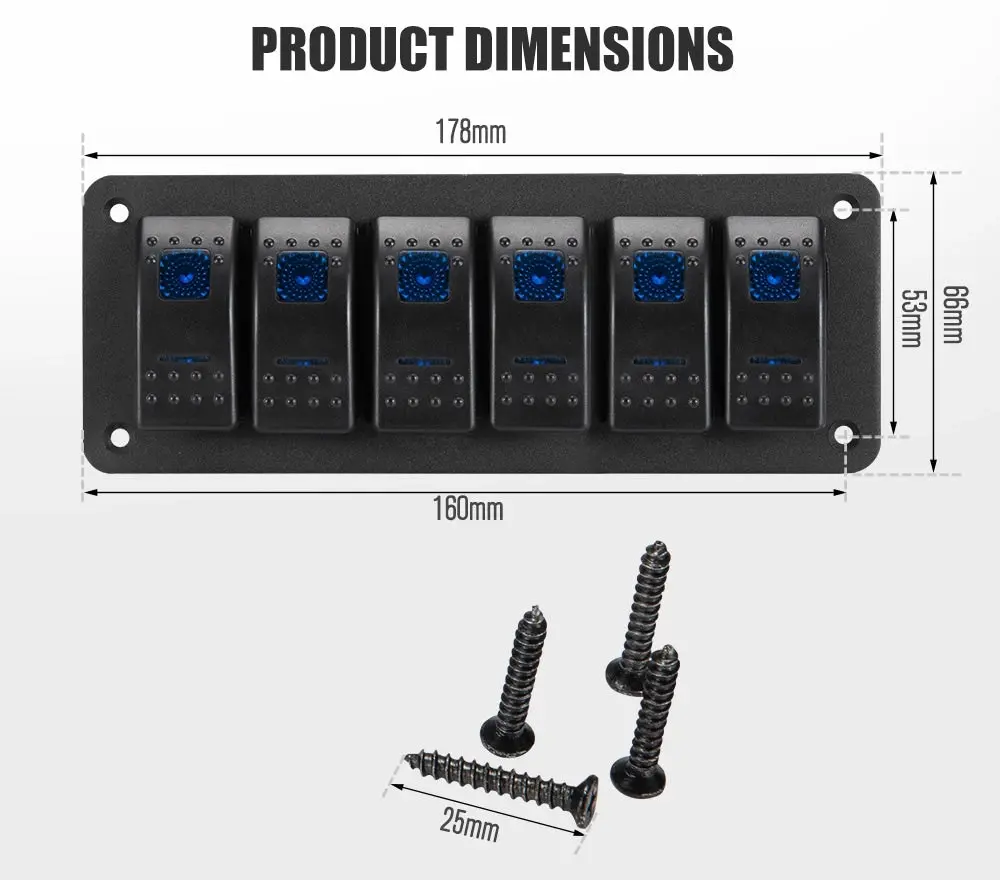 6 Gang Rocker Switch Panel