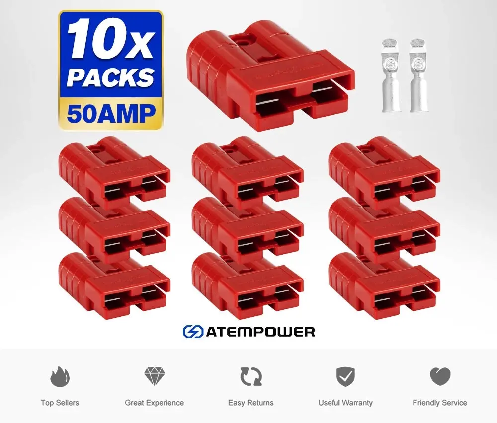 10x 50AMP Red Anderson Style Plug