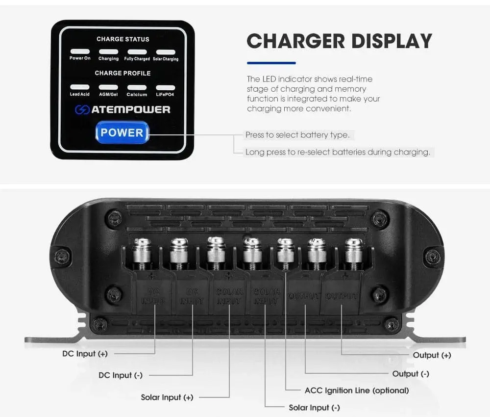 12V 25A DC to DC Battery Charger MPPT System Kit Isolator Dual Battery