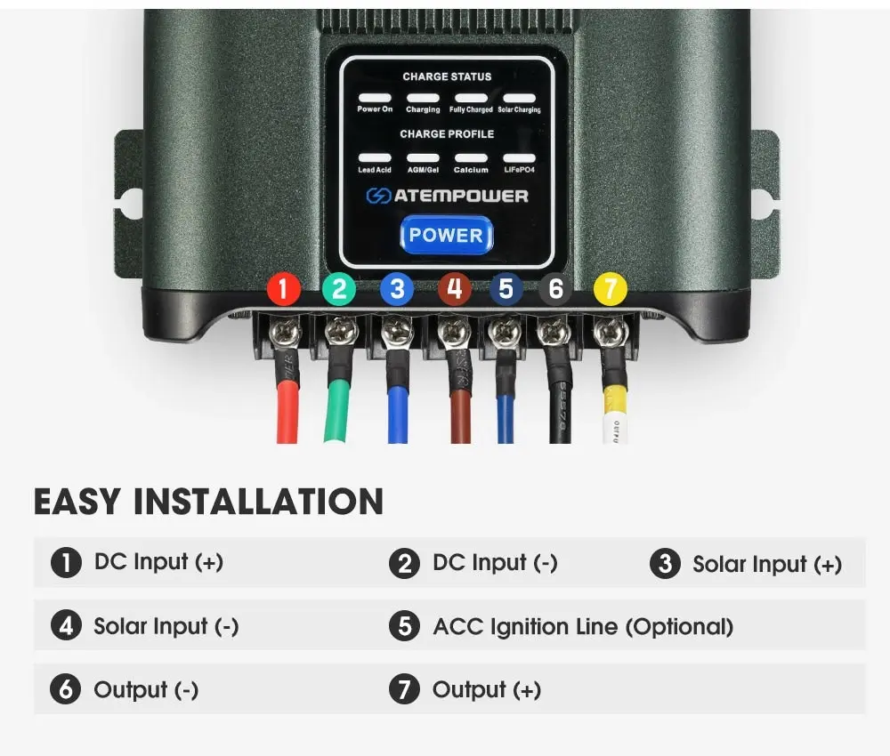 12V 25A DC to DC Battery Charger MPPT System Kit Isolator Dual Battery