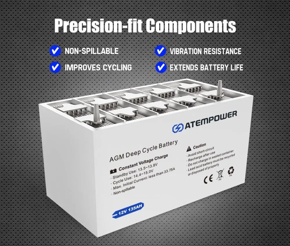 135AH 12V AGM Battery AMP Lead Acid SLA Deep Cycle Battery Dual Solar Power