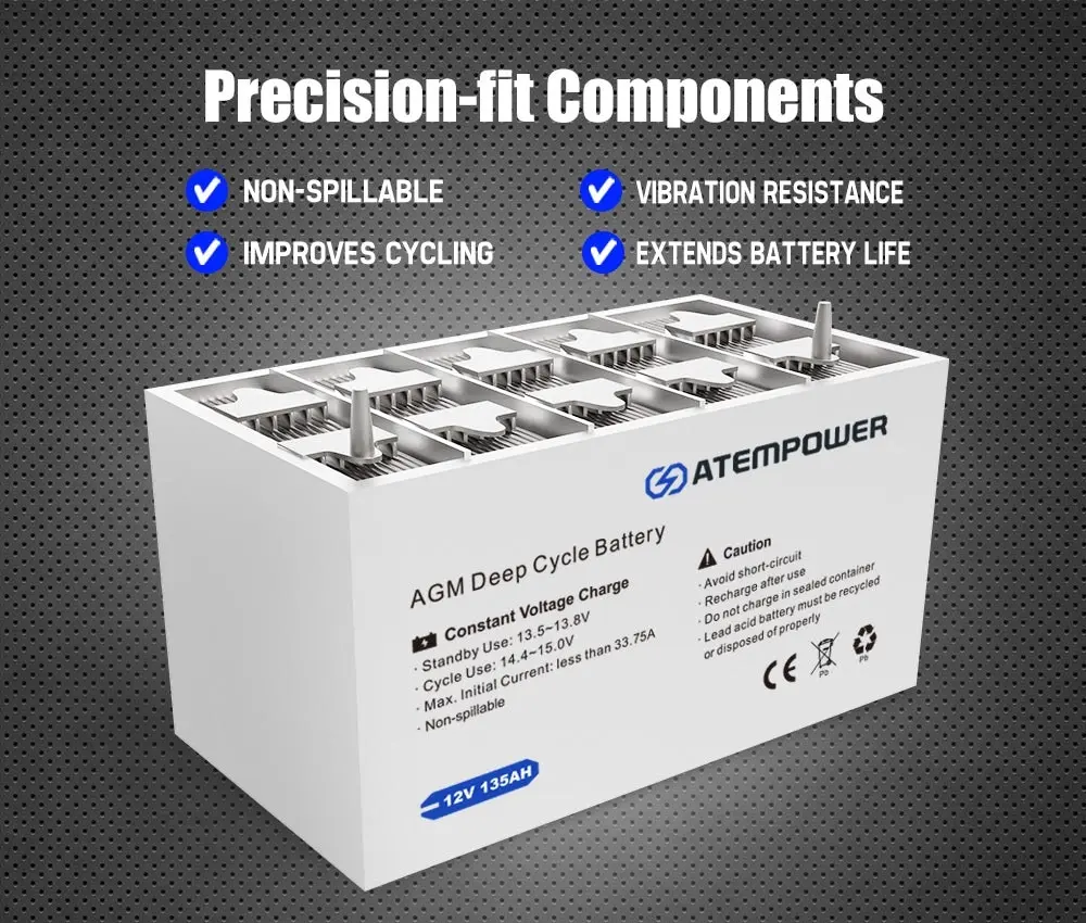 135AH 12V AGM Battery AMP Lead Acid SLA Deep Cycle Battery Dual Solar Power