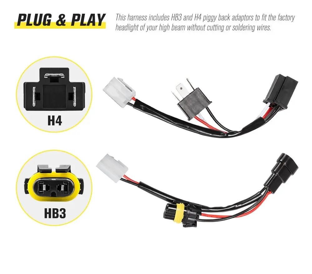 Lightfox 2 Way Dual Connector Plug & Play Smart Harness High Beam Driving Wiring kit