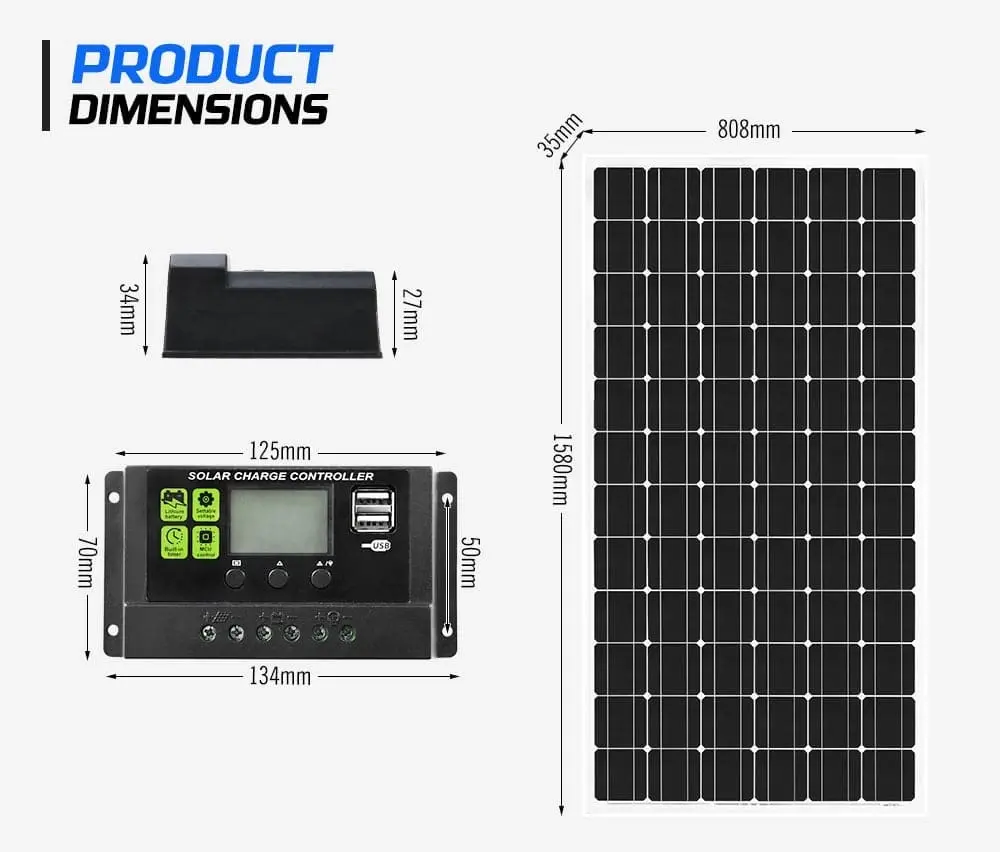 250W 12V Mono Solar Panel Kit