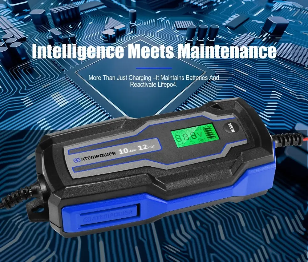 10A 6V/12V Smart Battery Charger Trickle Automatic AGM GEL Car Truck Motorcycle