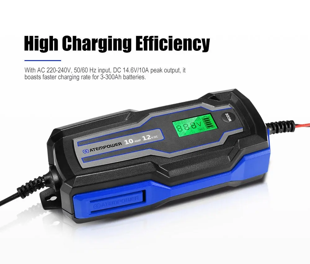 10A 6V/12V Smart Battery Charger Trickle Automatic AGM GEL Car Truck Motorcycle