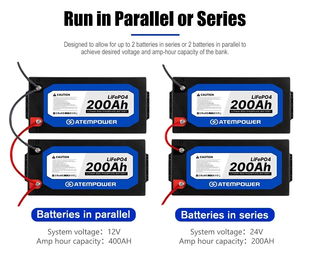 ATEMPOWER 12V 200Ah Lithium Battery LiFePO4