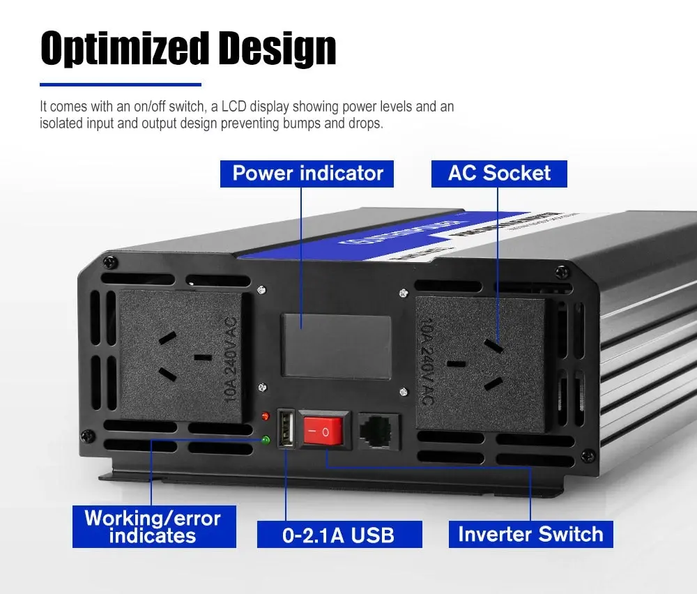 Atem Power 3000W-6000W Pure Sine Wave Power Inverter 12V To 240V Car Caravan Camping Boat