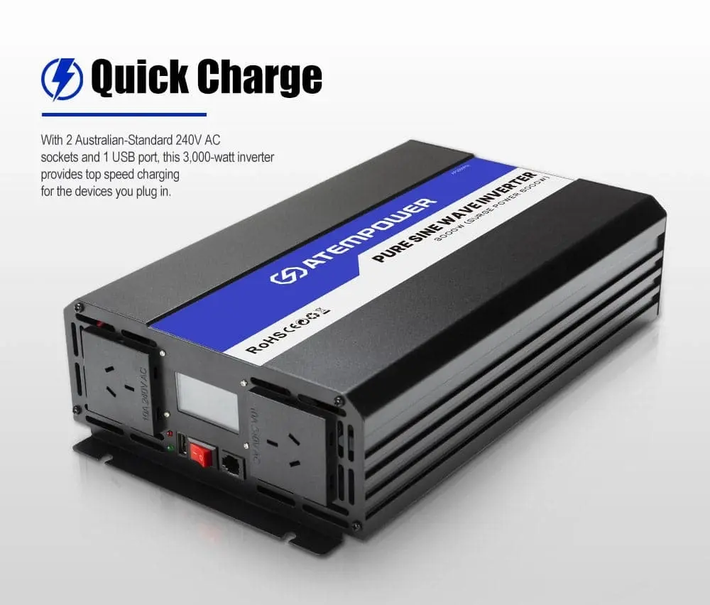 Atem Power 3000W-6000W Pure Sine Wave Power Inverter 12V To 240V Car Caravan Camping Boat