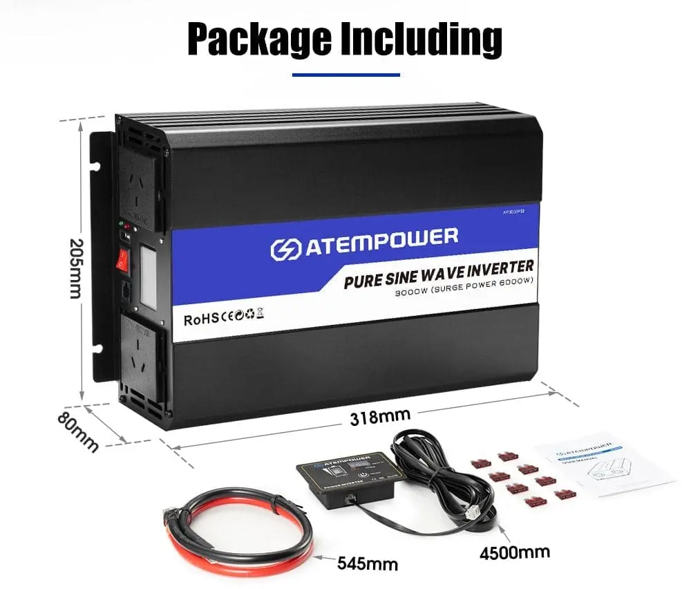 Atem Power 3000W-6000W Pure Sine Wave Power Inverter 12V To 240V Car Caravan Camping Boat