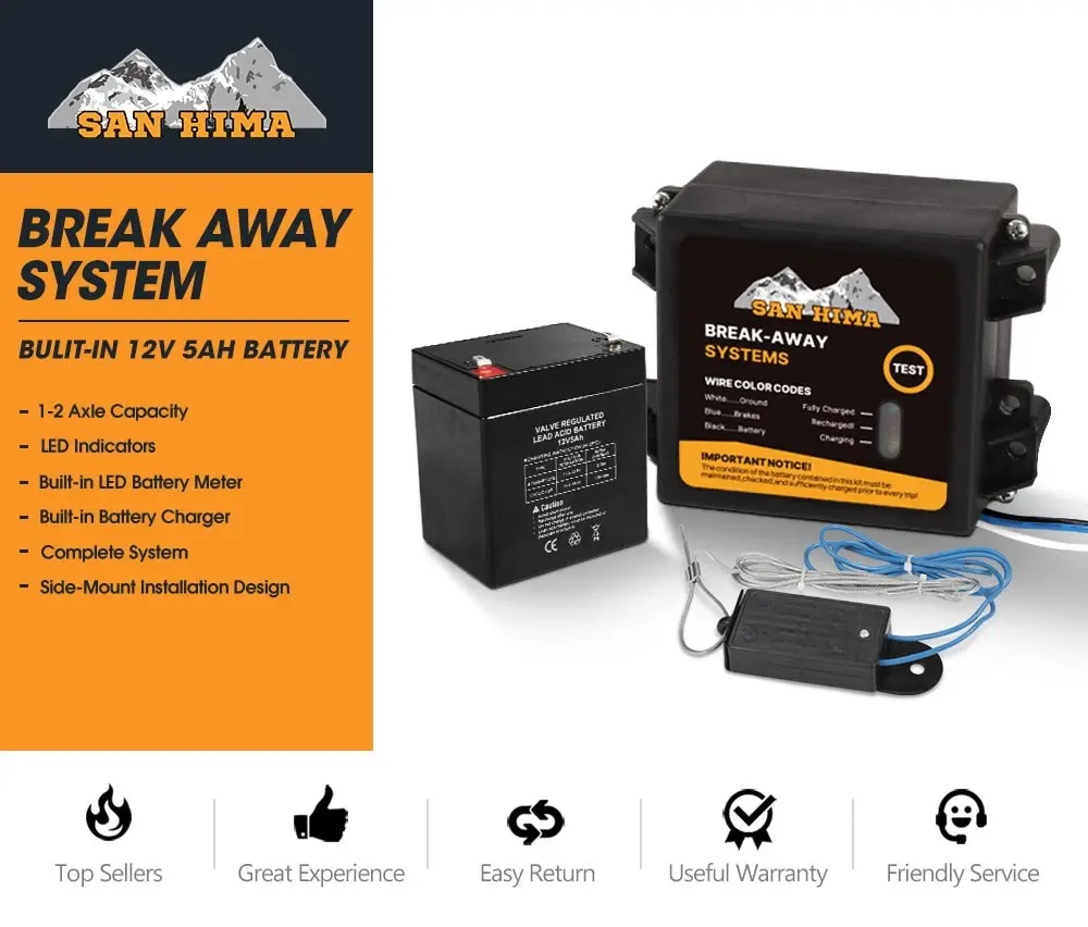 Break Away System With Battery & Switch Trailer Float Boat Electric Brakeaway