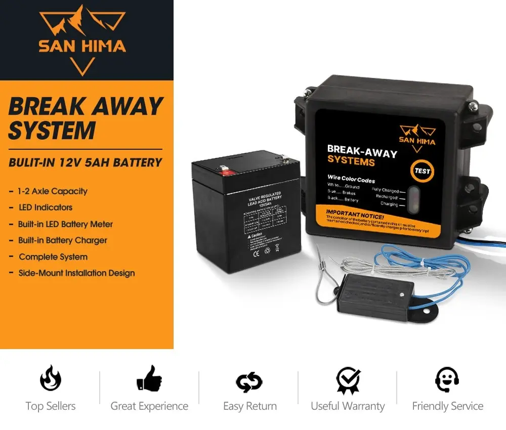 Break Away System With Battery & Switch Trailer Float Boat Electric Brakeaway