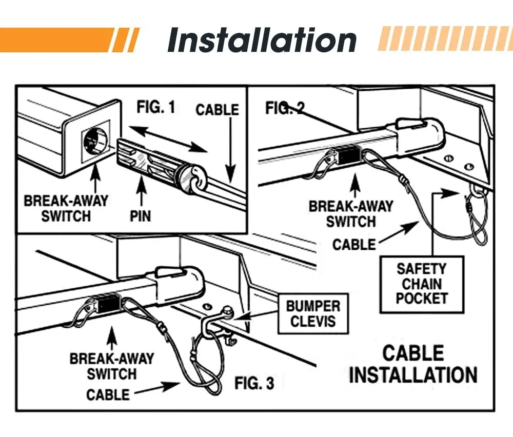 Break Away System With Battery & Switch Trailer Float Boat Electric Brakeaway