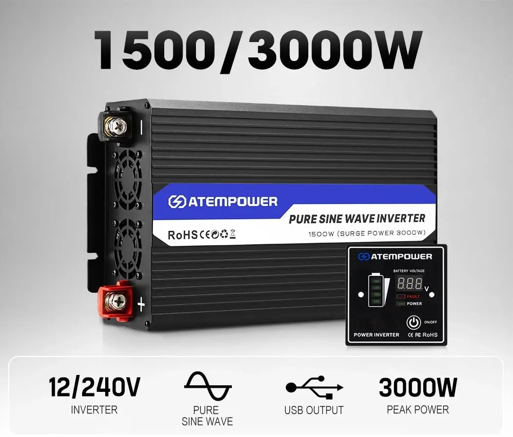 Atem Power Pure Sine Wave Inverter 1500W Max 3000W