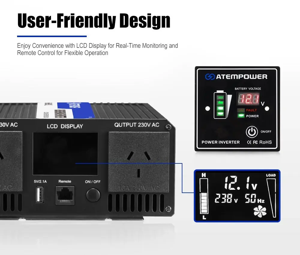 Atem Power Pure Sine Wave Inverter 1500W Max 3000W