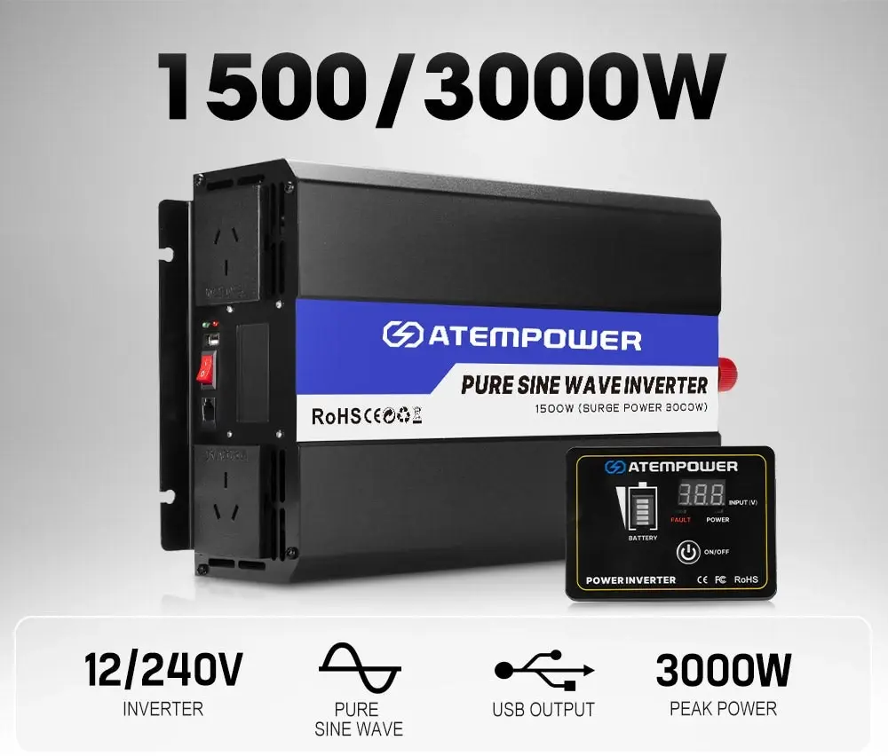 Atem Power Pure Sine Wave Inverter 1500W Max 3000W