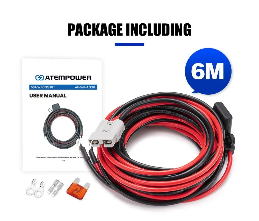 Atem Power 50A Wiring Kit 12V Anderson Style Plug Battery Cable Quick Connect 6m