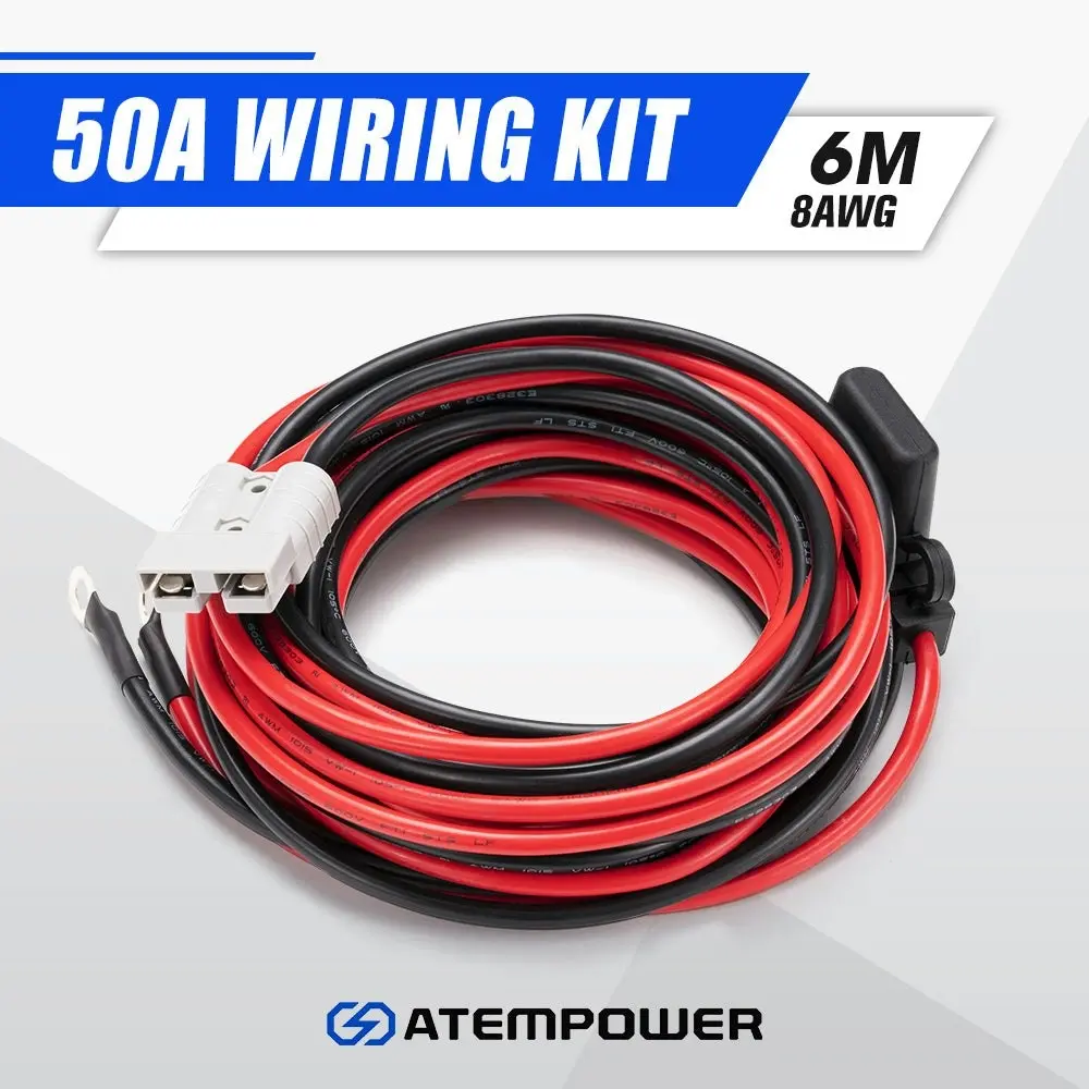 Atem Power 50A Wiring Kit 12V Anderson Style Plug Battery Cable Quick Connect 6m