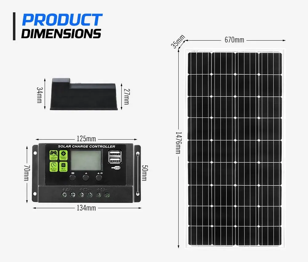 12V 200W Solar Panel Kit