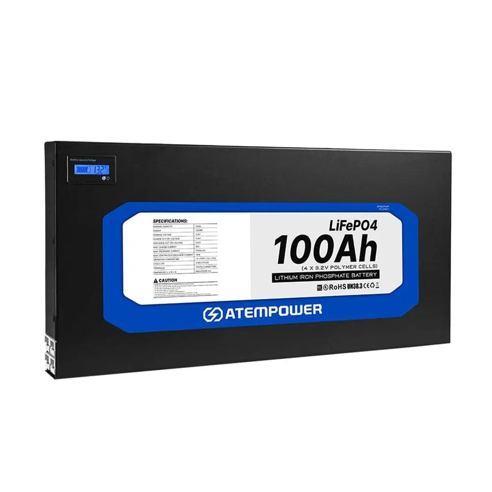 ATEMPOWER 100Ah 12V Slimline Lithium Battery LiFePO4 Deep Cycle Battery