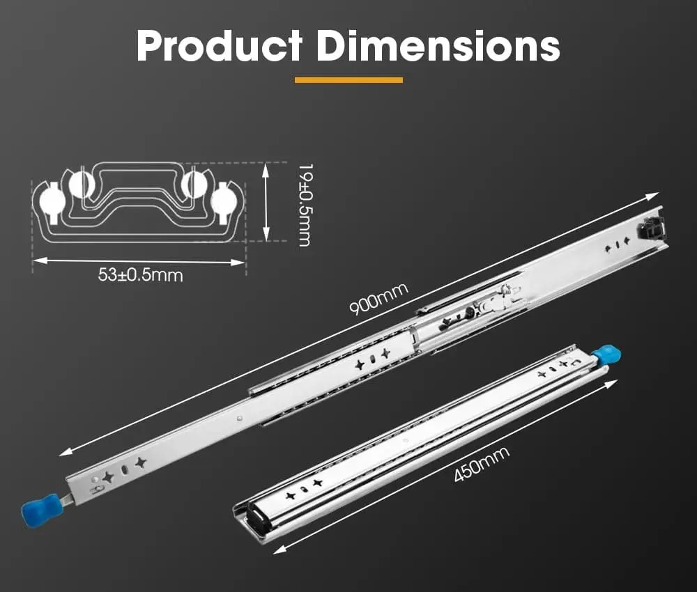 125KG Pair Locking Drawer Slides 450mm Runners Trailer Draw Full Extension 4WD