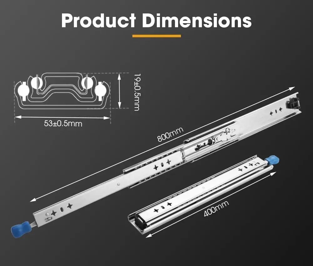 125KG Pair Locking Drawer Slides 400mm Runners Trailer Draw Full Extension 4WD