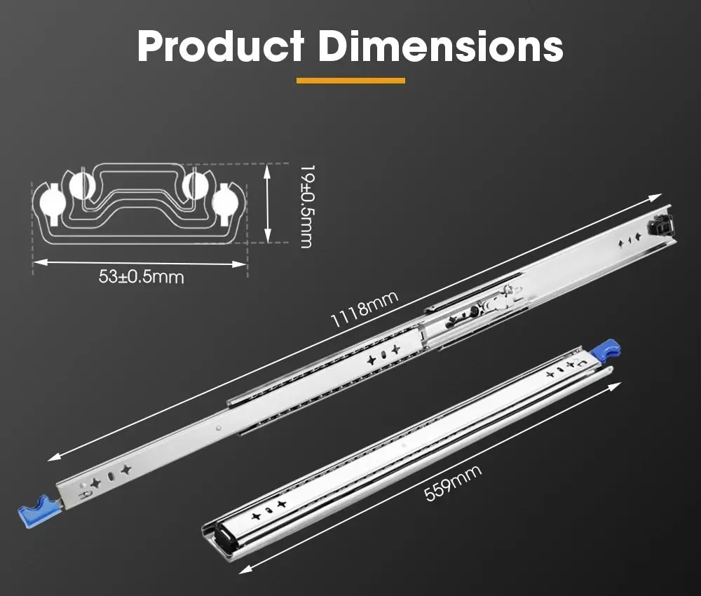 125KG Pair Locking Drawer Slides 559mm Runners Trailer Draw Full Extension 4WD