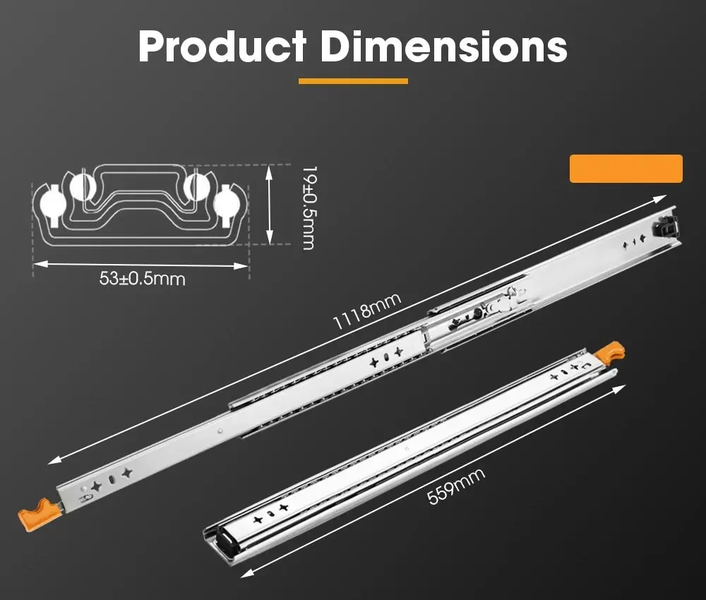 125KG Pair Locking Drawer Slides 559mm Runners Trailer Draw Full Extension 4WD