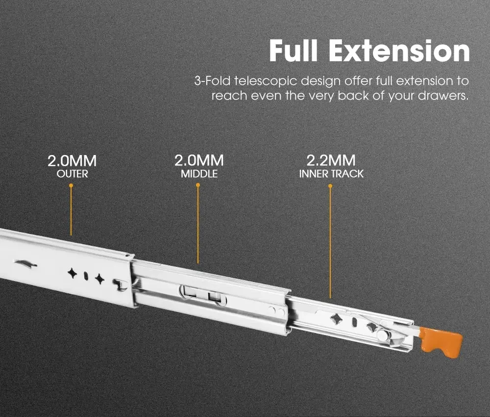 125KG Pair Locking Drawer Slides 559mm Runners Trailer Draw Full Extension 4WD