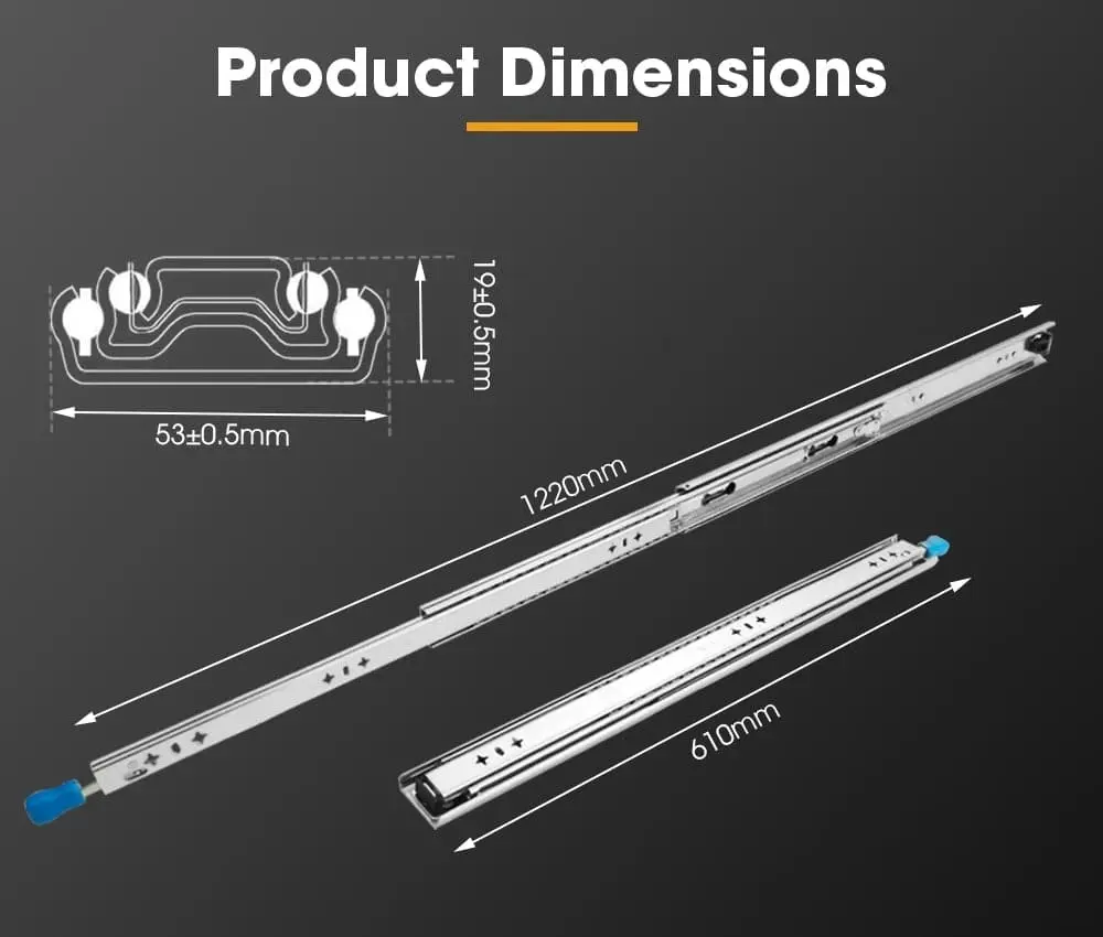 125KG Pair Locking Drawer Slides 610mm Runners Trailer Draw Full Extension 4WD