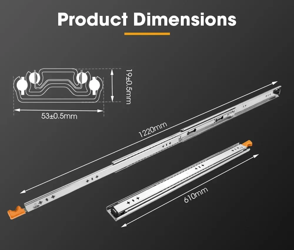 125KG Pair Locking Drawer Slides 610mm Runners Trailer Draw Full Extension 4WD