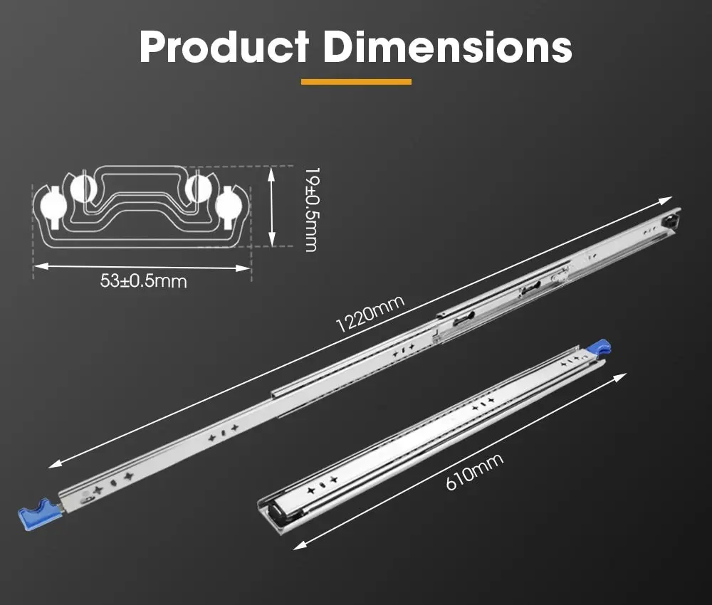 125KG Pair Locking Drawer Slides 610mm Runners Trailer Draw Full Extension 4WD