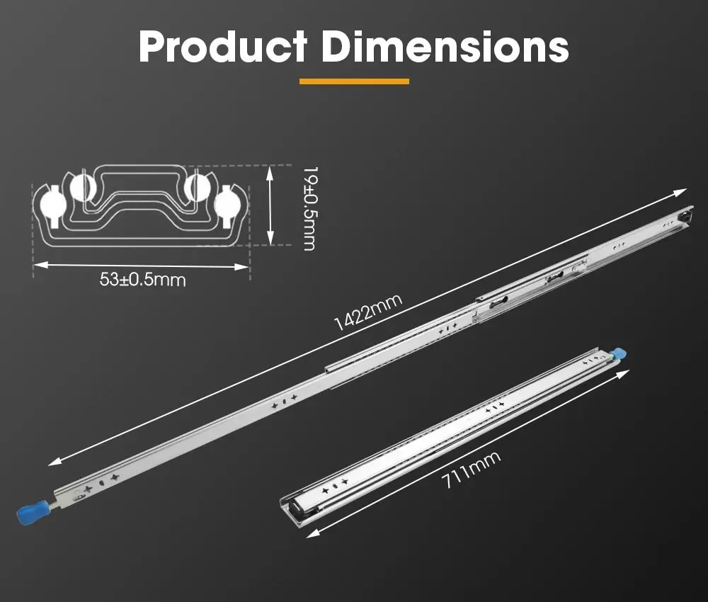 125KG Pair Locking Drawer Slides 711mm Runners Trailer Draw Full Extension 4WD