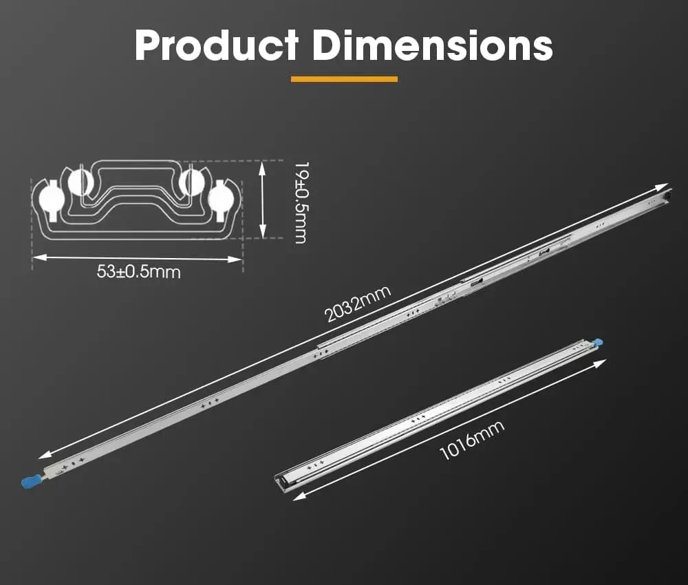 125KG Pair Locking Drawer Slides 1016mm Runners Trailer Draw Full Extension 4WD