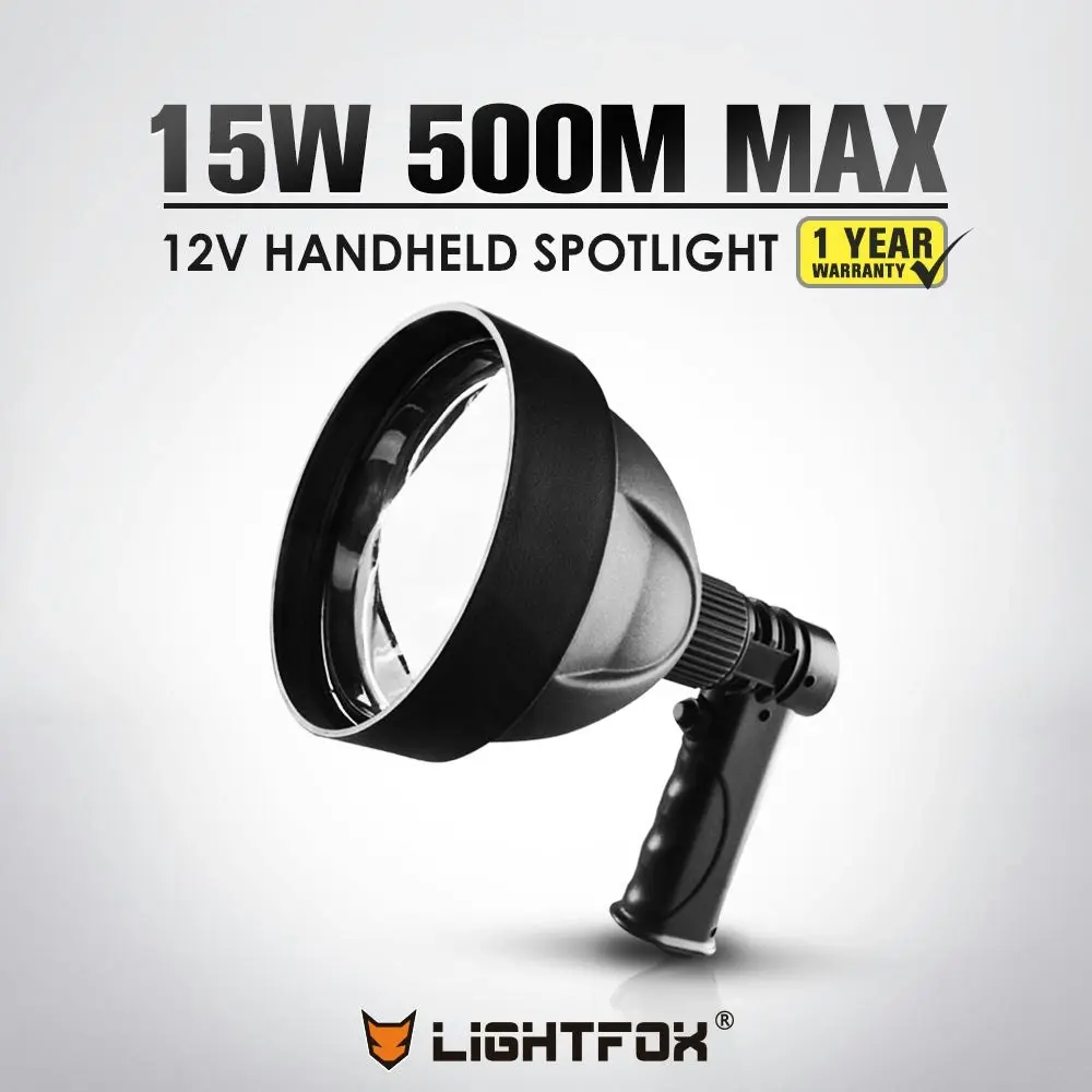 15W Led Handheld Spot Light Rechargeable Spotlight Hunting Shooting T6 12V