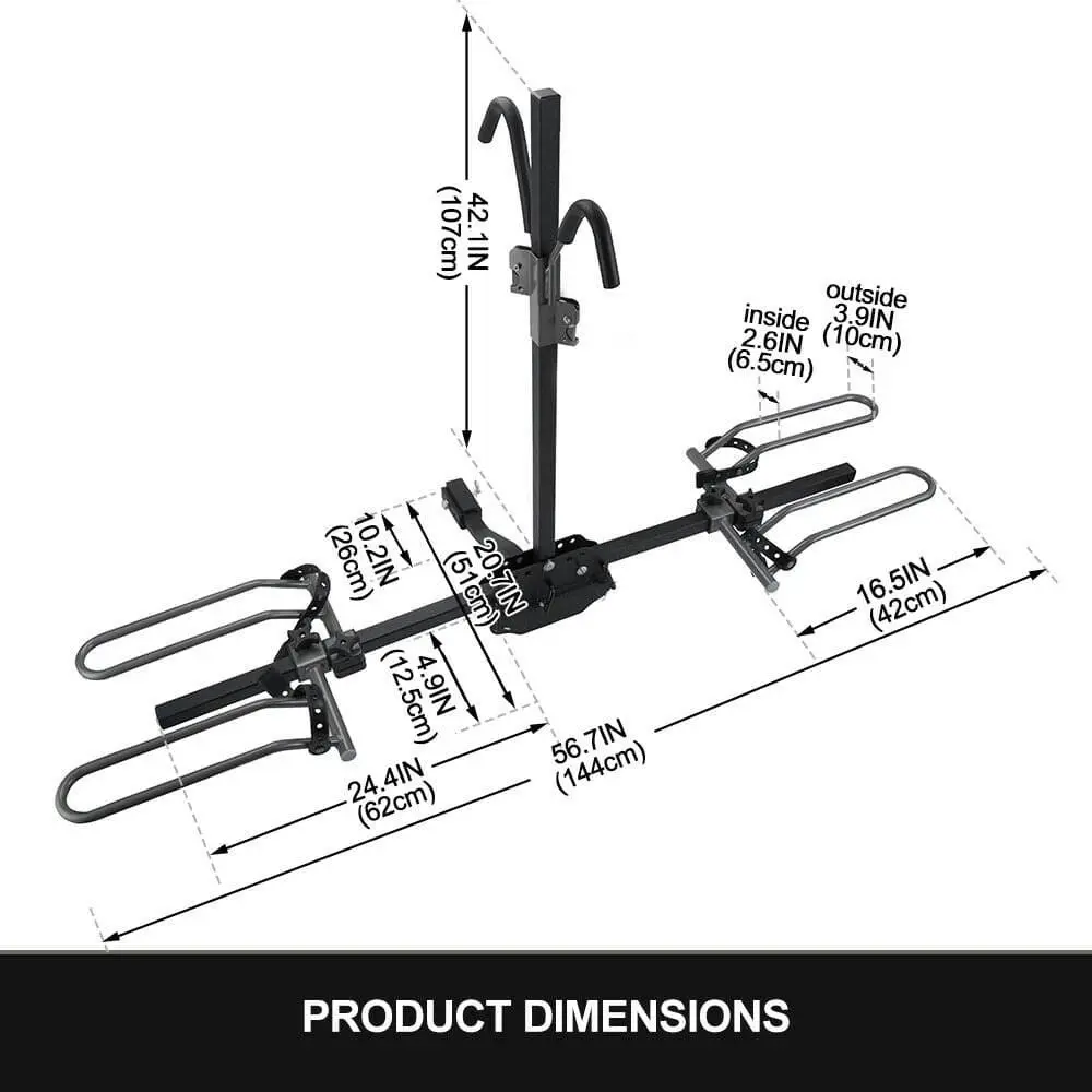 San Hima 2 Bike Bicycle Platform Car Rear Carrier Rack Hitch Mount Foldable Steel