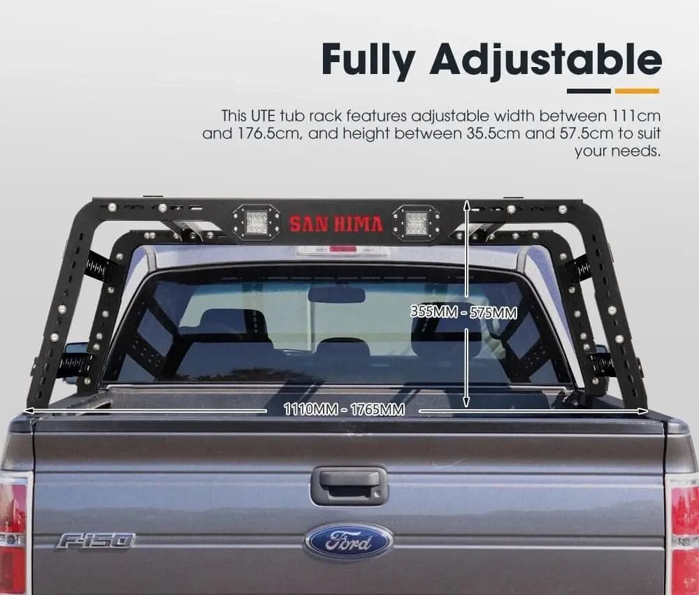 San Hima Universal Ute Tub Rack 3mm Powder coated Steel Adjustable DIY Install