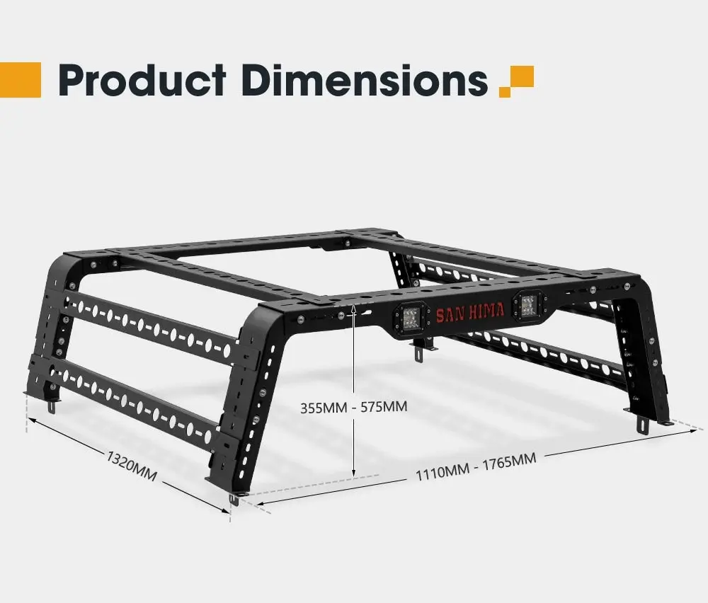 San Hima Universal Ute Tub Rack 3mm Powder coated Steel Adjustable DIY Install