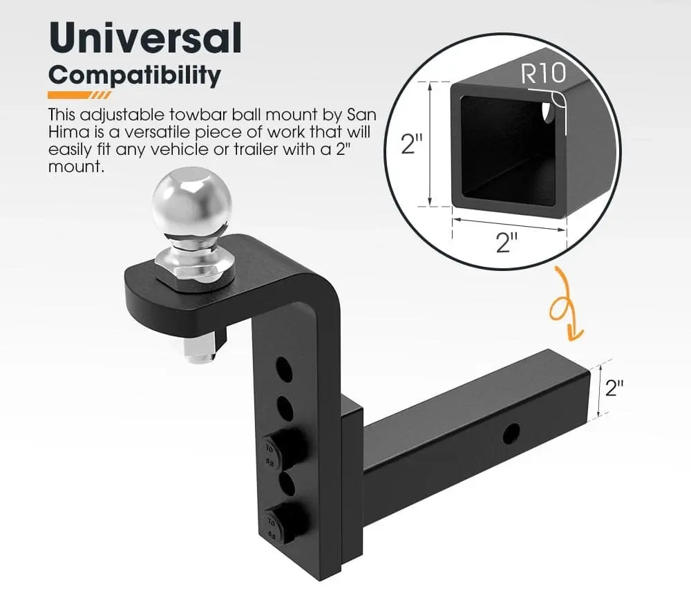 Adjustable Drop Towbar Tow Bar Ball Mount Tongue 2 inch Hitch