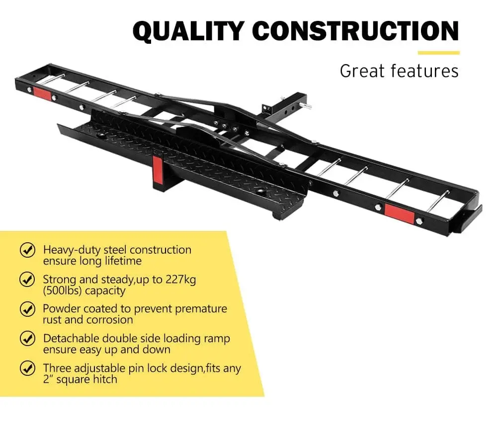 Steel Motorcycle Carrier Motorbike Rack Dirt Bike Ramp 2″ Towbar Steel