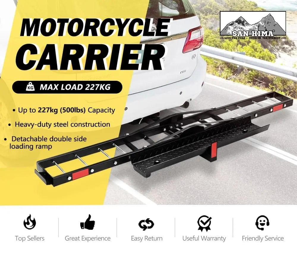 Steel Motorcycle Carrier Motorbike Rack Dirt Bike Ramp 2″ Towbar Steel