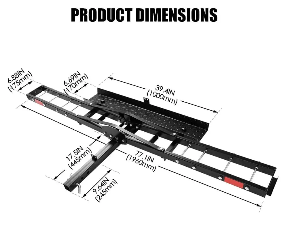 Steel Motorcycle Carrier Motorbike Rack Dirt Bike Ramp 2″ Towbar Steel