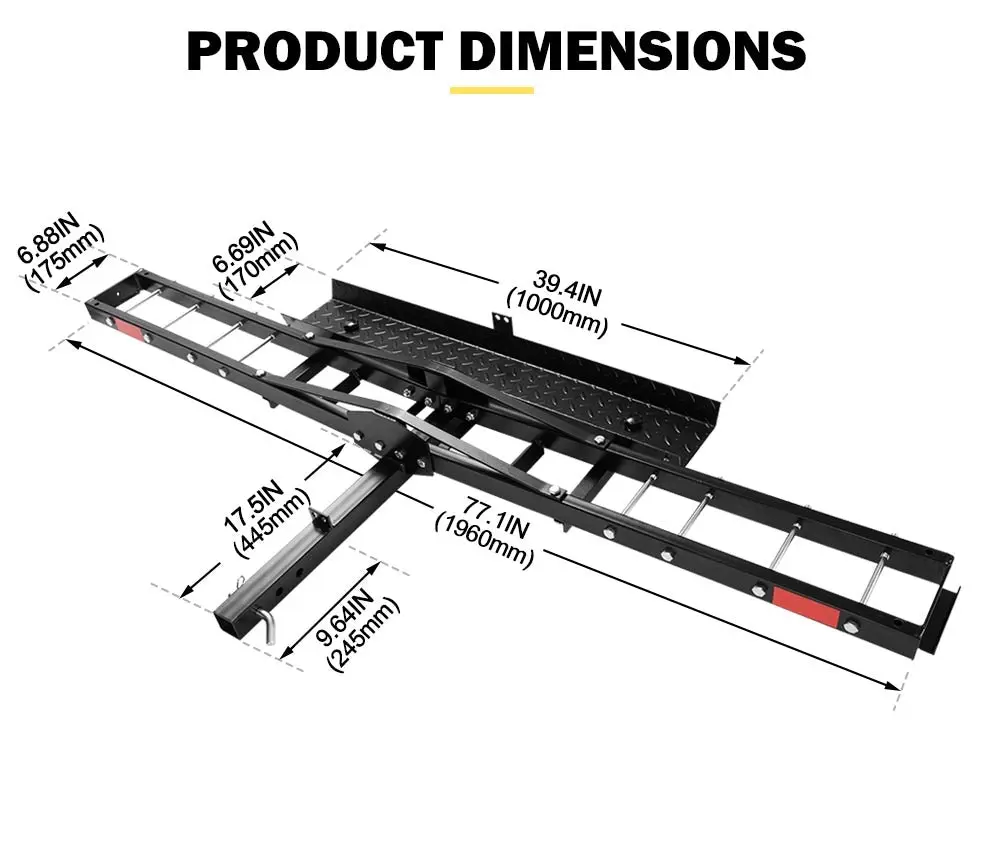 Steel Motorcycle Carrier Motorbike Rack Dirt Bike Ramp 2″ Towbar Steel