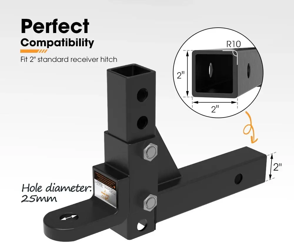 Towbar Ball Mount Tongue 2 inch Hitch