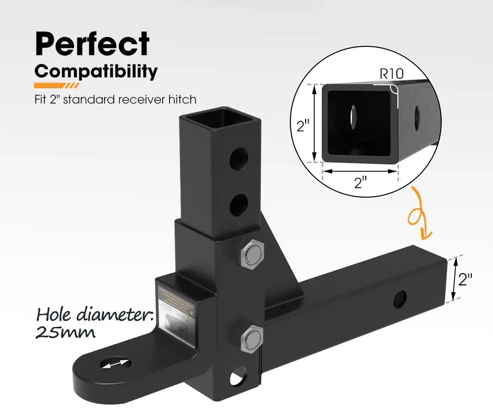 Towbar Ball Mount Tongue 2 inch Hitch