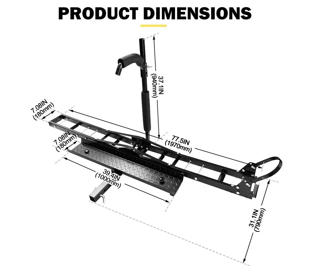 Motorcycle Motorbike Carrier Rack Dirt Bike Ramp Steel 2 inch Towbar