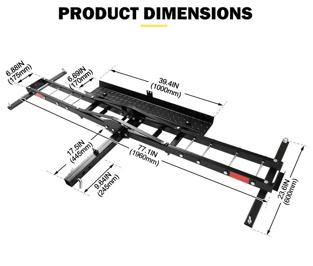 Motorcycle Carrier Motorbike Rack 2 Arms Dirt Bike Ramp 2 inch Towbar Steel