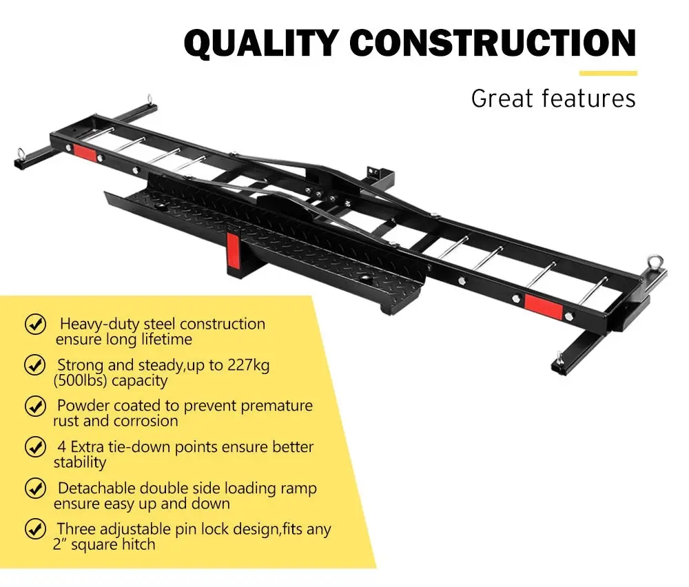 Motorcycle Carrier Motorbike Rack 2 Arms Dirt Bike Ramp 2 inch Towbar Steel