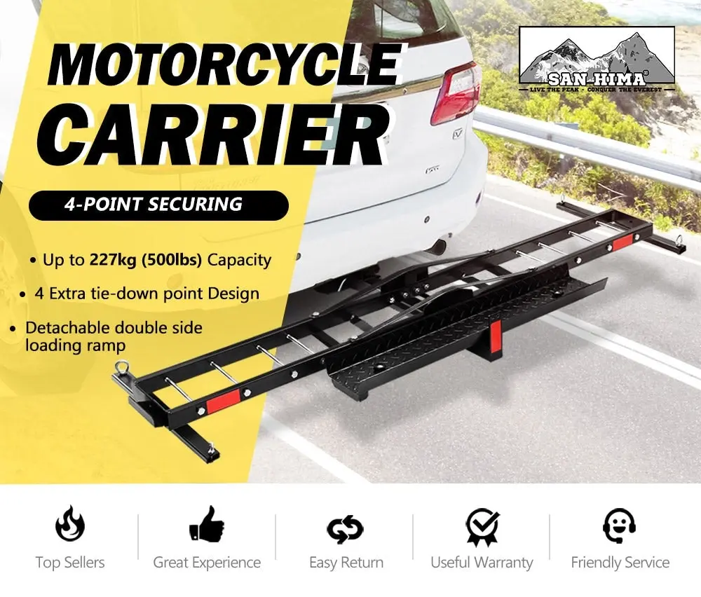 Motorcycle Carrier Motorbike Rack 2 Arms Dirt Bike Ramp 2 inch Towbar Steel